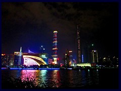 Zhujiang New Town's skyline is illuminated at night.